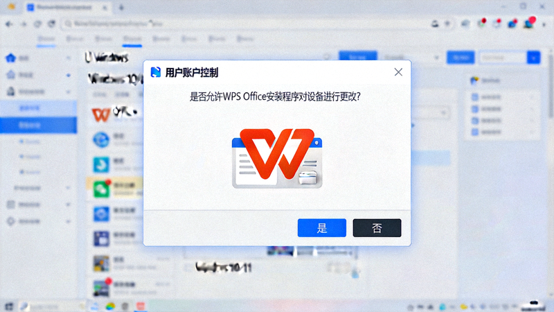 Windows系统用户账户控制UAC弹窗，询问是否允许WPS安装程序对设备进行更改