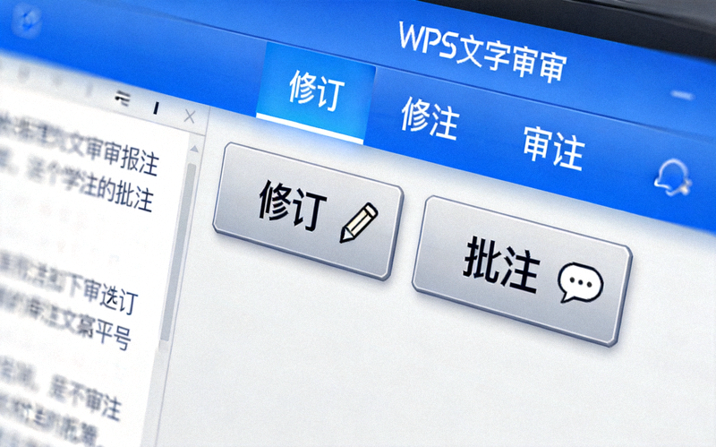 WPS文字审阅选项卡界面，展示修订和批注功能按钮